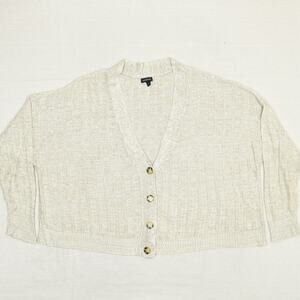 Torrid Women's Button Cardigan Sweater Solid V Neck Acrylic Beige Size 4 Knit
